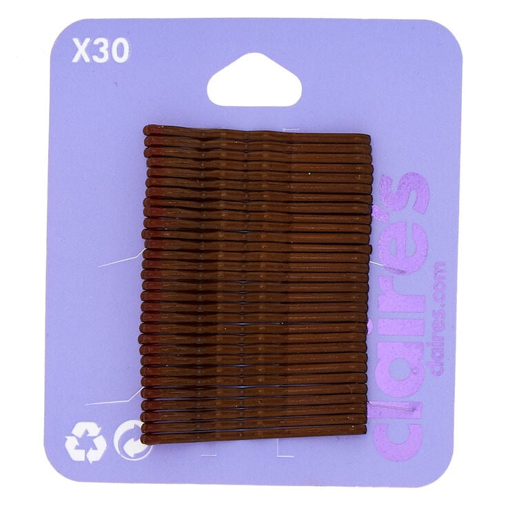 Mini Bobby Pins - Brown, 30 Pack,