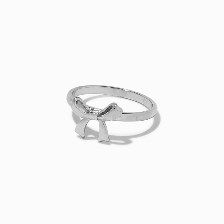 Silver-tone Stainless Steel Bow Ring,