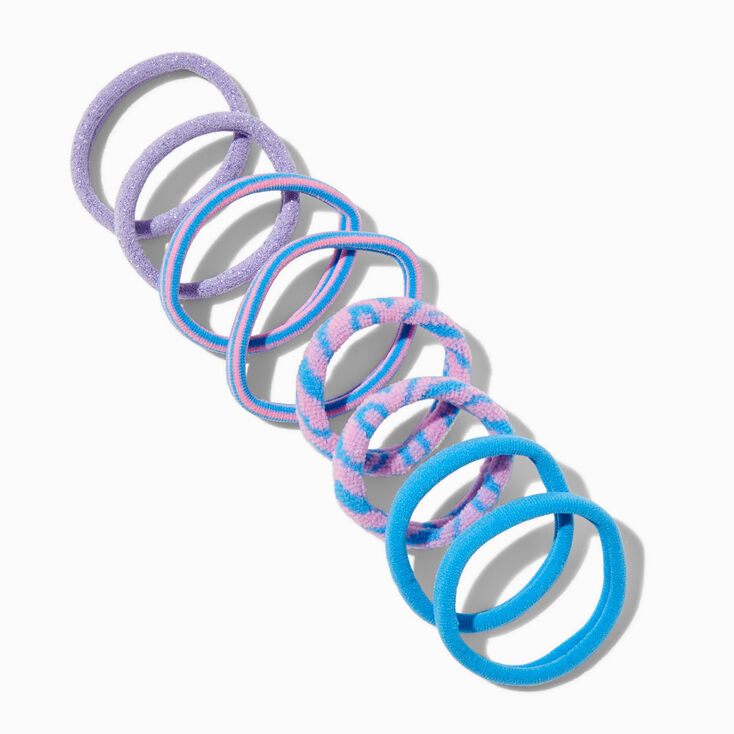 &Eacute;lastiques roul&eacute;s pour cheveux &eacute;pais z&egrave;bre bleus - Lot de 8,
