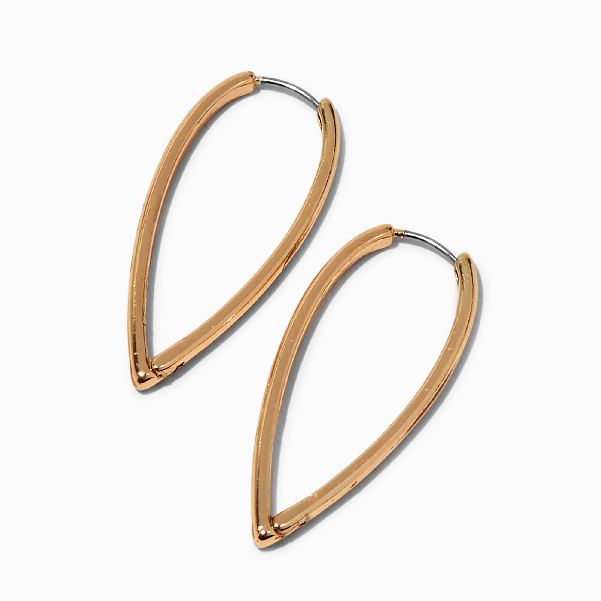 View Claires Tone Pointed 40MM Clicker Hoop Earrings Gold information