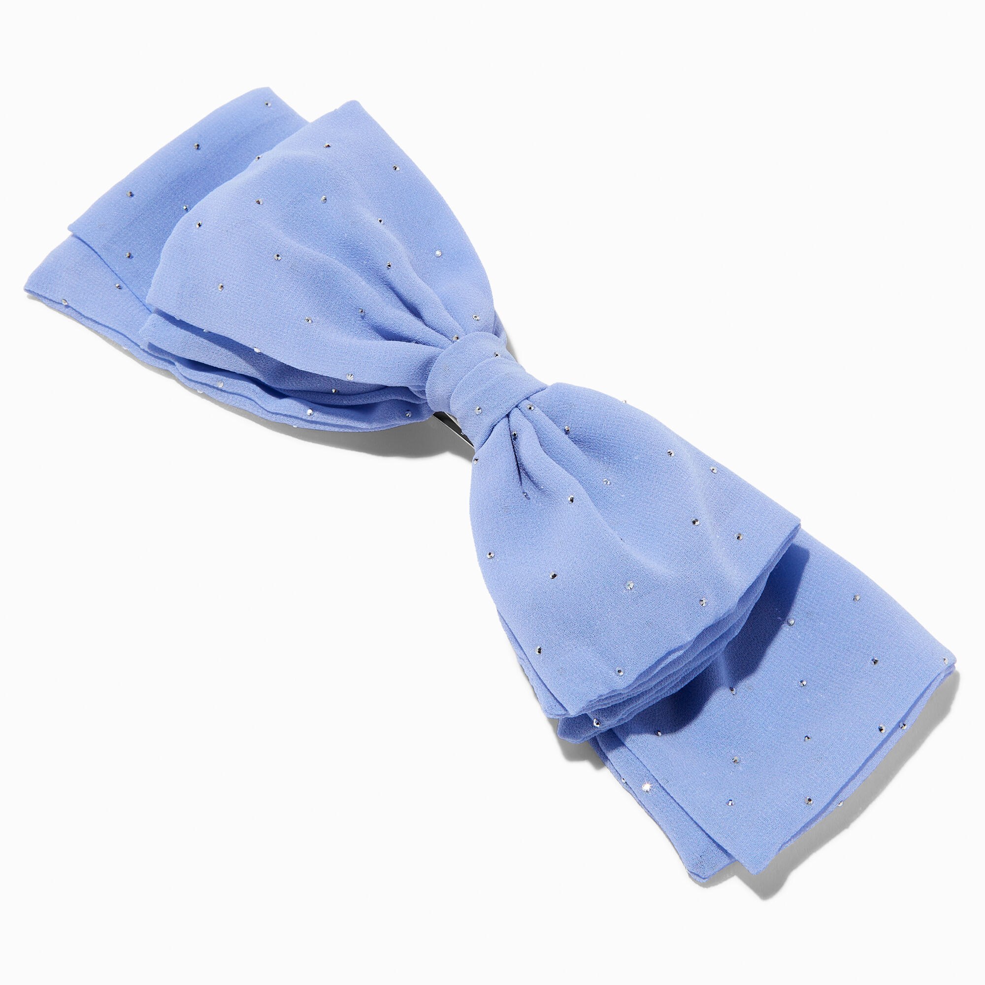 View Claires Slate Embellished Bow Hair Clip Blue information