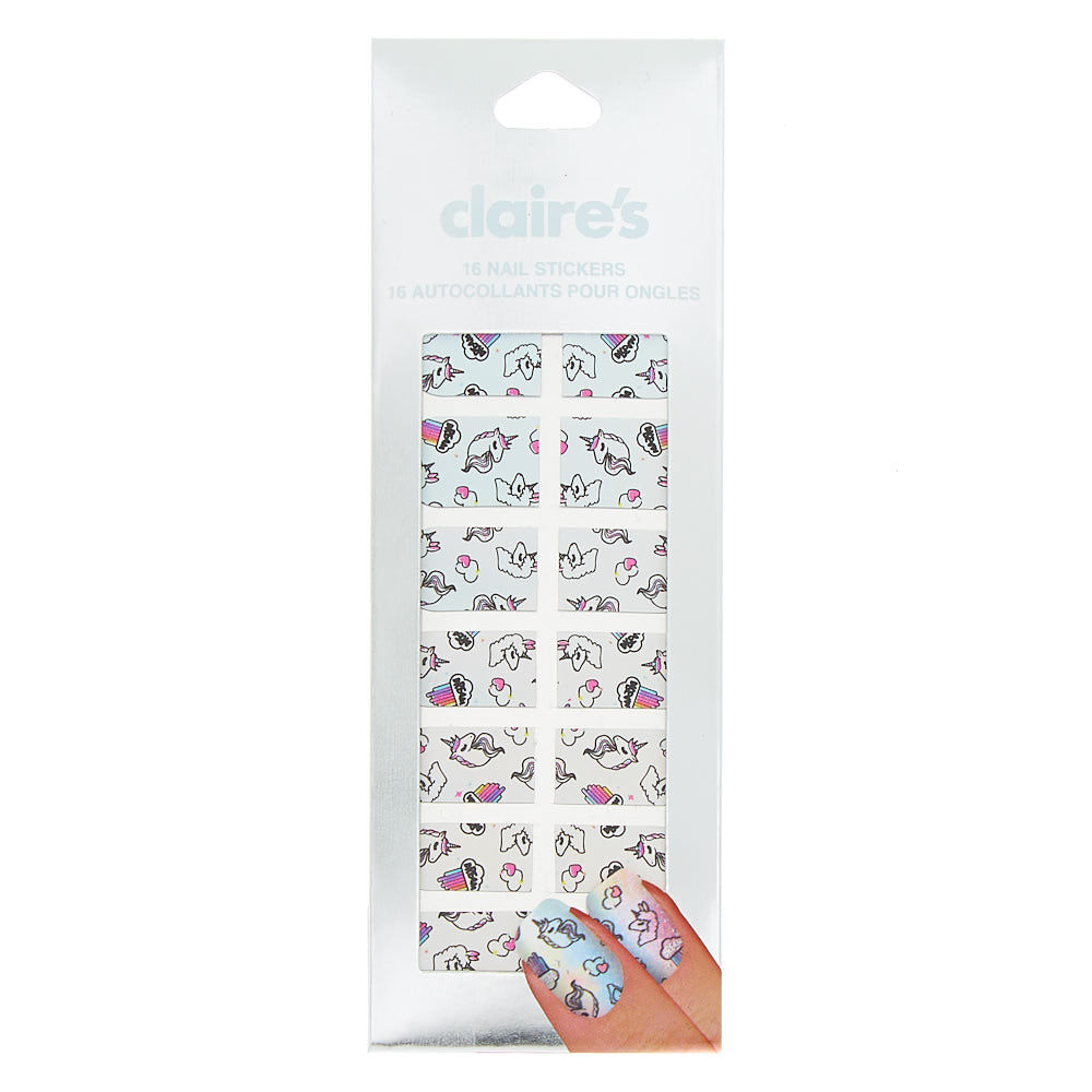 Holographic Unicorn Dream Nail Stickers - Silver, 16 Pack,