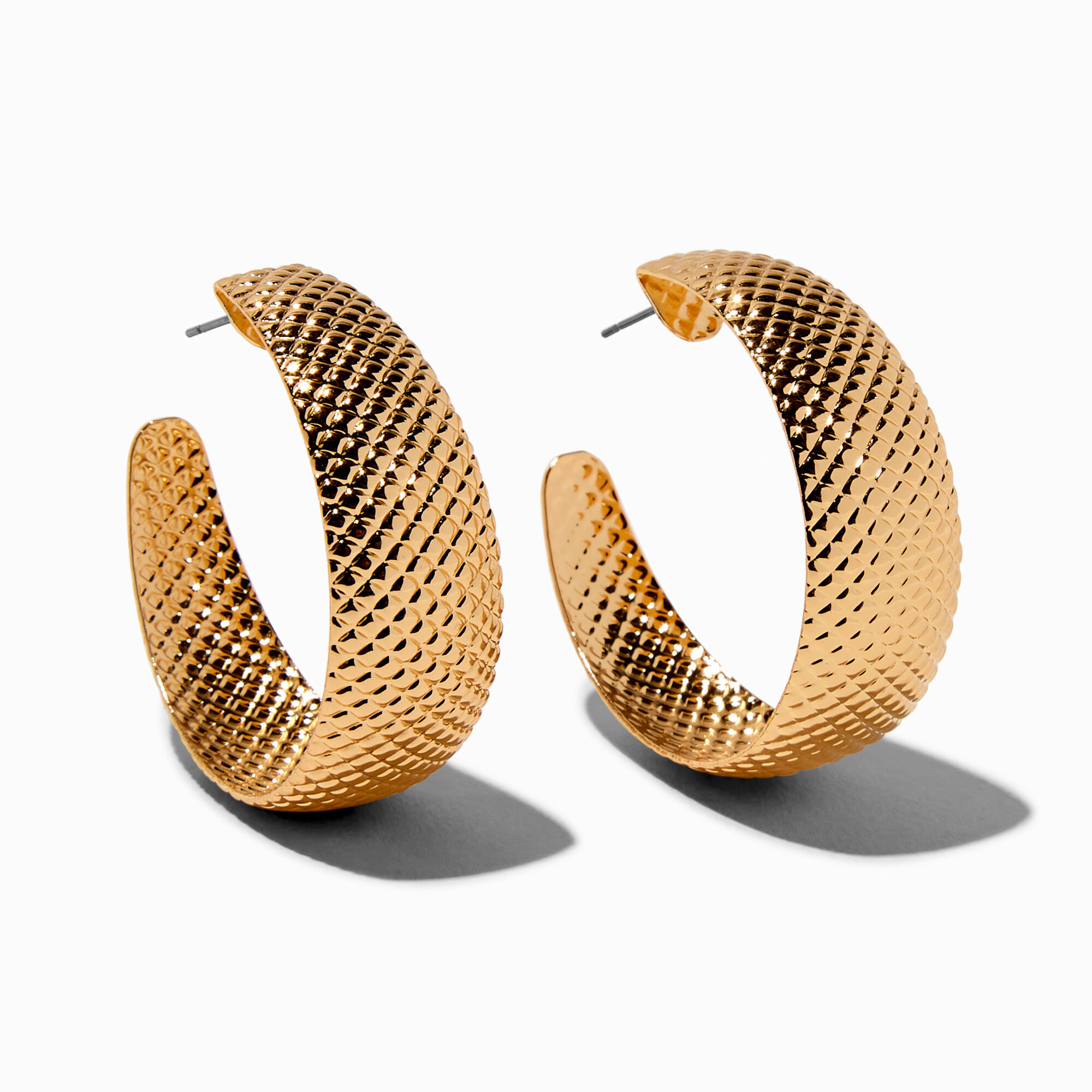 Gold-tone Textured Hoop Earrings,