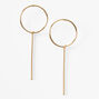 18ct Gold Plated Refined 3&quot; Open Circle Linear Drop Earrings,