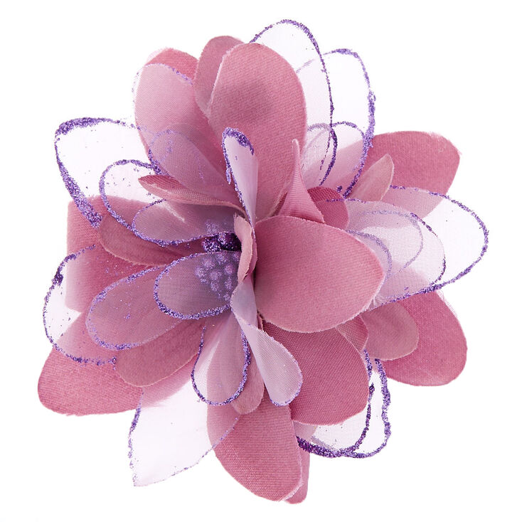 Glitter Lily Flower Hair Clip &amp; Pin - Mauve,