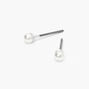 Silver Pearl Stud Earrings - White, 3MM,