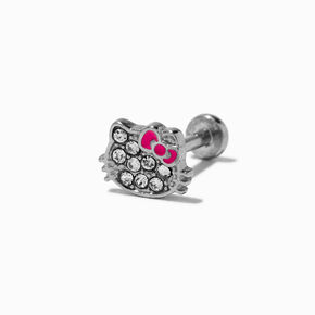 Hello Kitty&reg; Stainless Steel Crystal Face 18G Threadless Cartilage Earring,