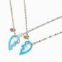 Best Friends Blue Enamel Split Heart Pendant Necklaces - 2 Pack,