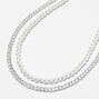 Silver Curb Chain &amp; Pearl Multi-Strand Necklace,