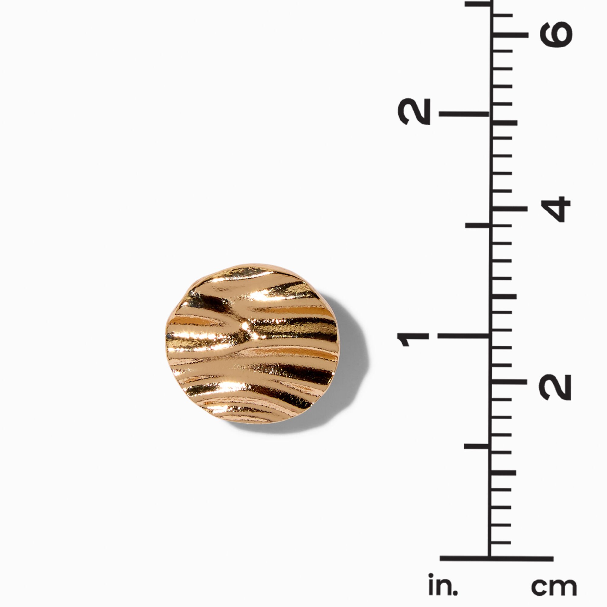 Gold-tone Wavy Disc Clip-On Earrings,