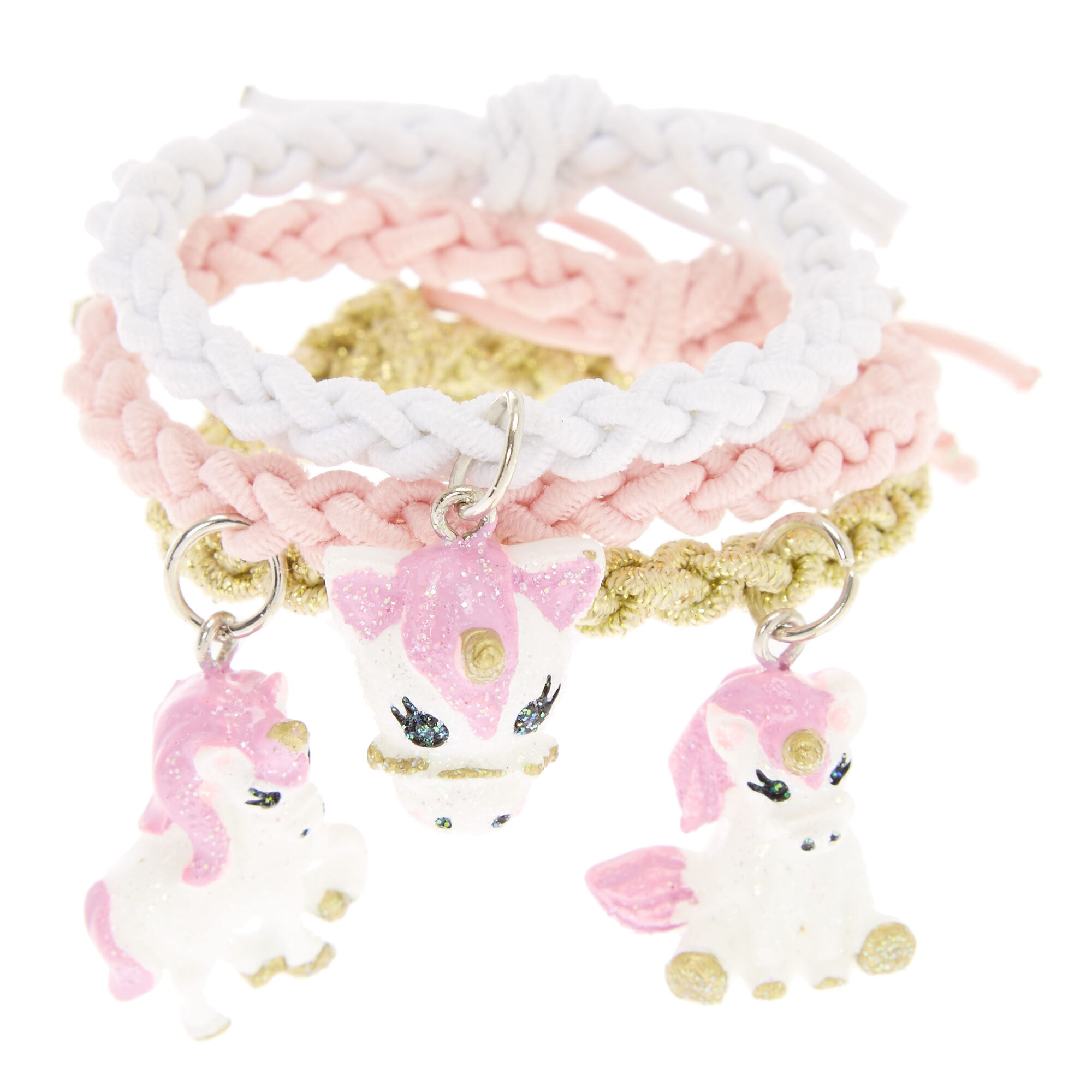 Claire S Club Unicorn Braided Stretch Bracelets 3 Pack Claire S