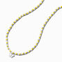 Yellow &amp; White Beaded Butterfly Pendant Necklace,