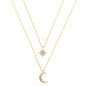 Gold-tone Celestial Pendant Necklaces - 2 Pack,