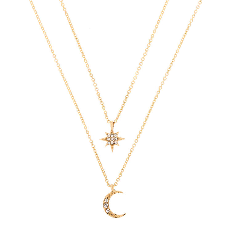 Gold Celestial Pendant Necklaces - 2 Pack,