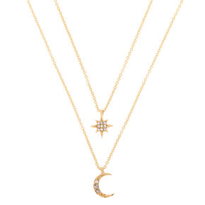 Gold Celestial Pendant Necklaces - 2 Pack,