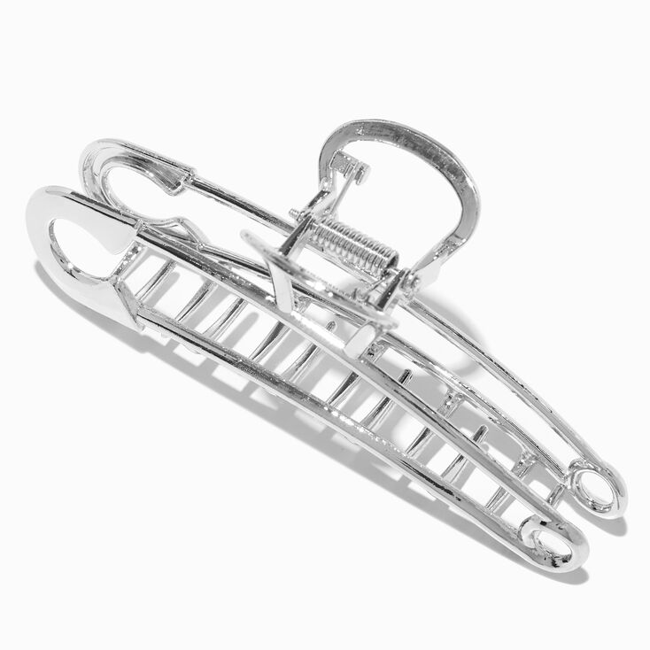 Silver Safety Pin Metal Hair Claw,
