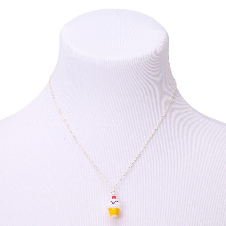 Silver Cupcake Pendant Necklace,