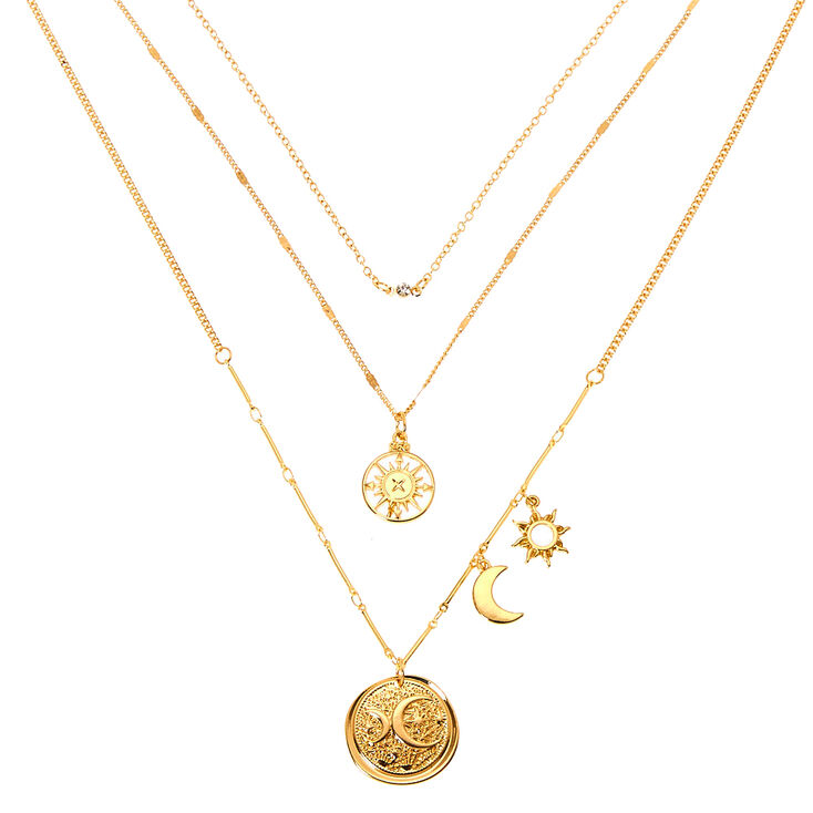 Gold Celestial Multi Strand Necklace,