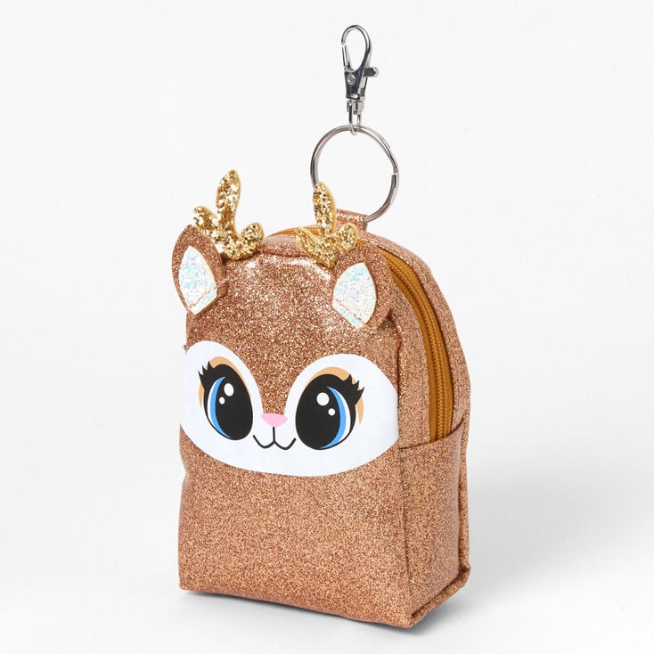 Glitter Deer Mini Backpack Keychain,
