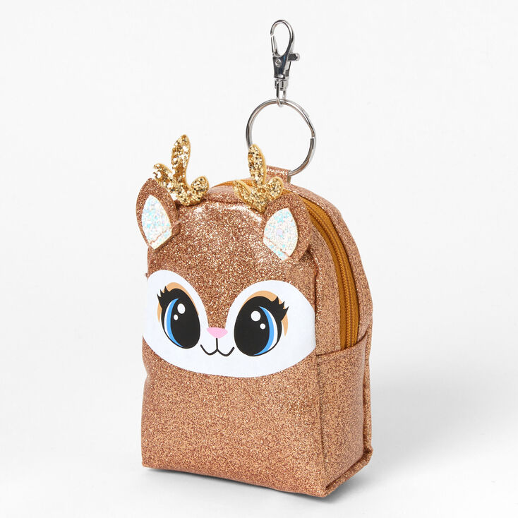 Glitter Deer Mini Backpack Keychain,