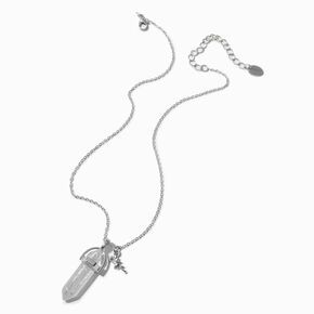 Collier &agrave; pendentif avec strass mystique pierre de naissance avril couleur argent&eacute;e,