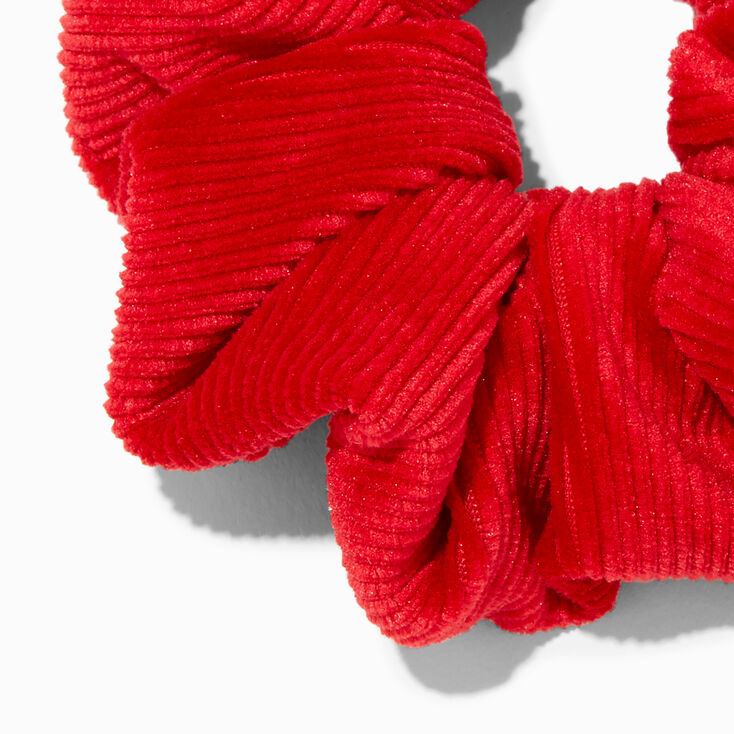 Ribbed Velvet Medium Hair Scrunchie - Red