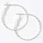 Silver 30MM Textured Hoop Earrings,