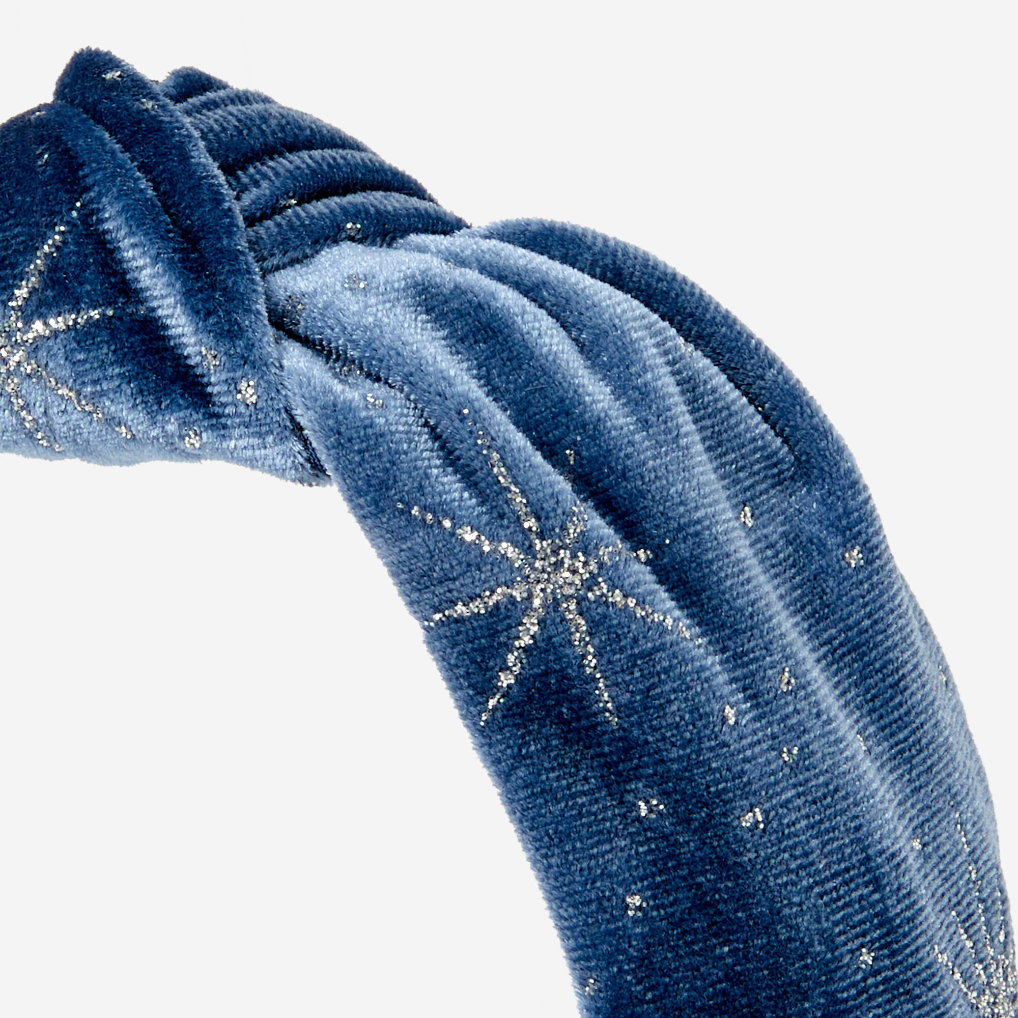 Blue Velour Celestial Knotted Headband,