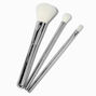 Silver-tone Bling Makeup Brush Set - 3 Pack,