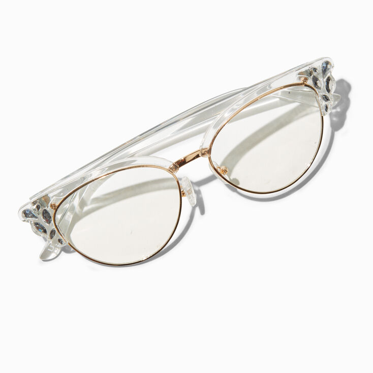 Gemstone Cat Eye Clear Lens Frames,