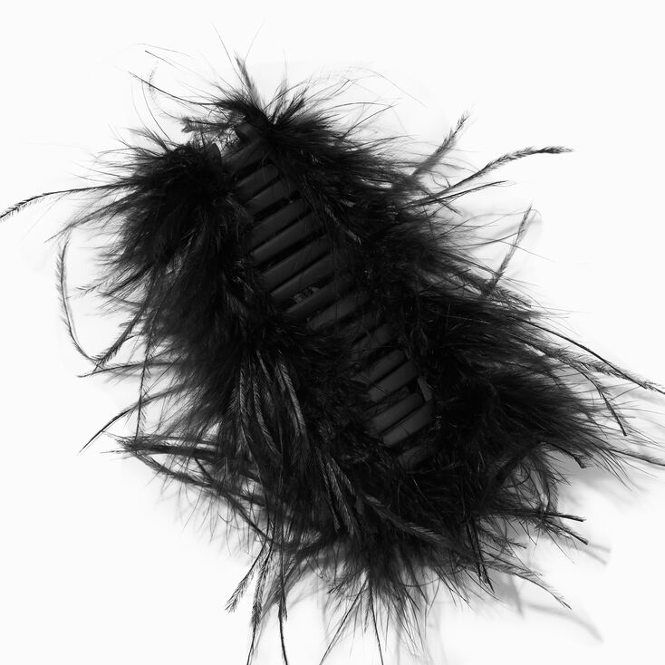Claire's Feather Large Hair Claw | Black