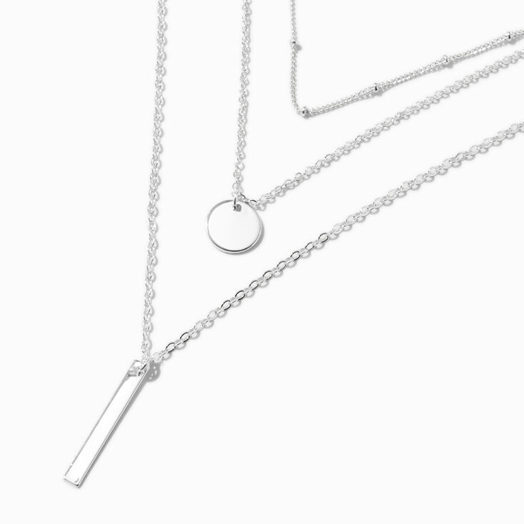 Silver-tone Geometric Multi-Strand Necklace,