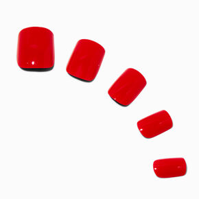 Red Glossy Medium Square Vegan Faux Nail Set - 24 Pack,
