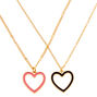 Gold Open Heart Pendant Necklaces - 2 Pack,