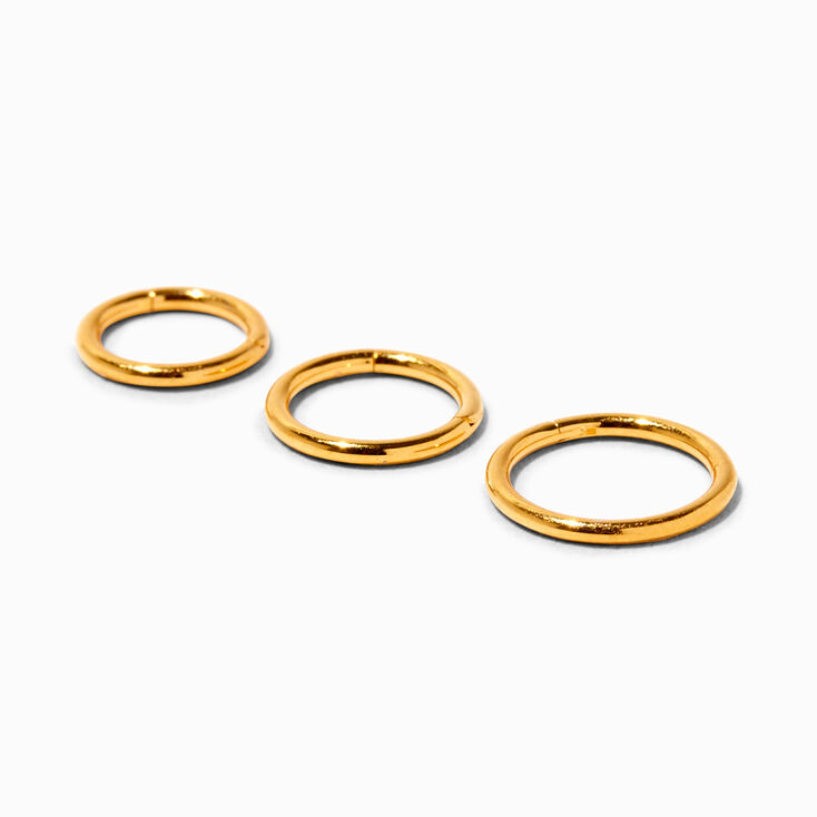 18k Yellow Gold Plated Titanium 18G Mixed Nose Hoops - 3 Pack,