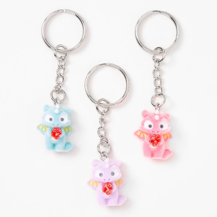 Porte-cl&eacute;s dragons paillet&eacute;s BFF - Lot de 3,