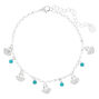 Silver Turquoise Beaded Seashell Chain Anklet,