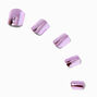 Faux ongles vegan autocollants carr&eacute;s lavande couleur chrome - Lot de 24,