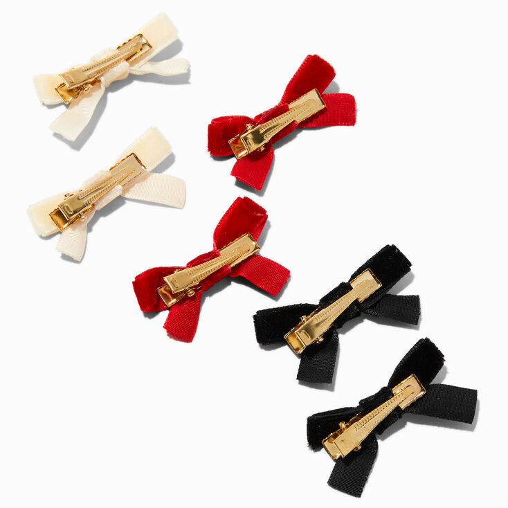 Claire&#39;s Club Holiday Velvet Mini Bow Hair Clips - 6 Pack,