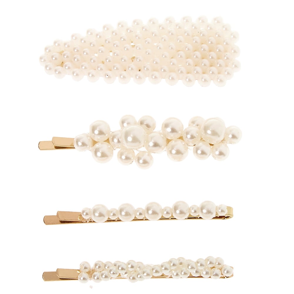Claire's Club Pearl Hair Clips - 4 Pack,