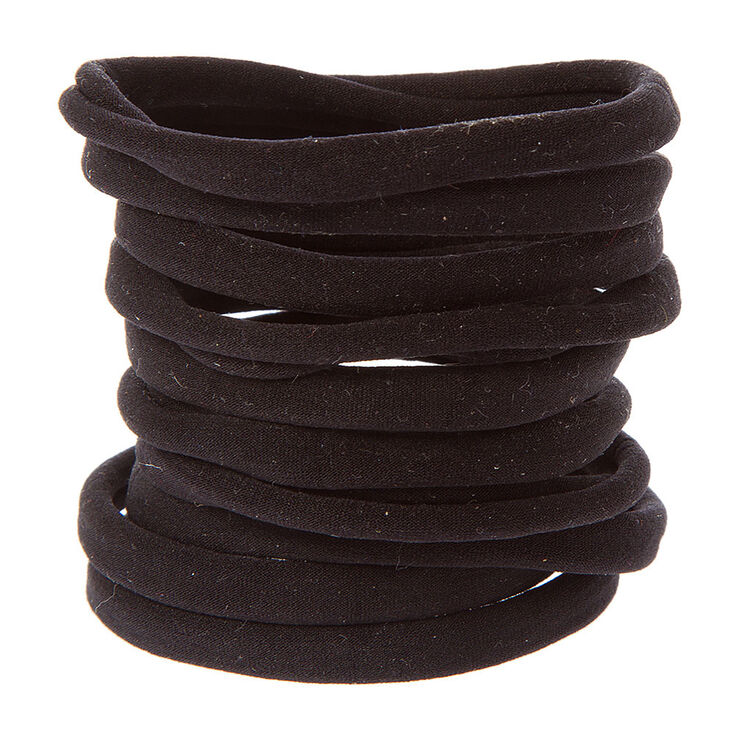 Rolled Hair Ties - Black, 10 Pack,