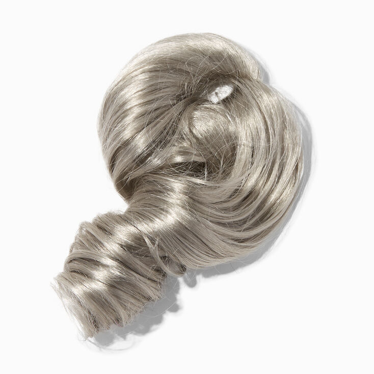 &Eacute;lastique &agrave; cheveux synth&eacute;tiques boucl&eacute;s extra large couleur argent&eacute;e,