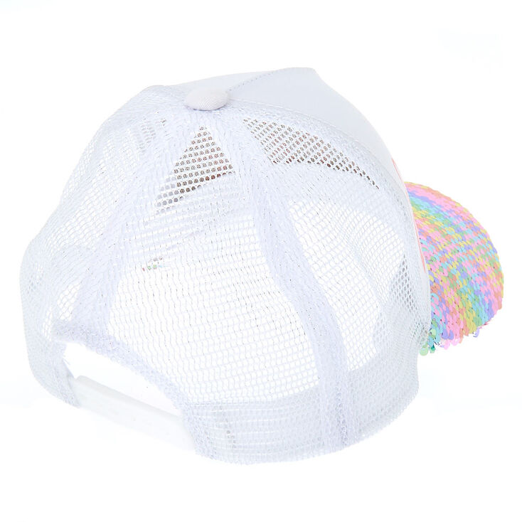 Rainbow Hair Don&#39;t Care Reversible Sequin Baseball Cap,