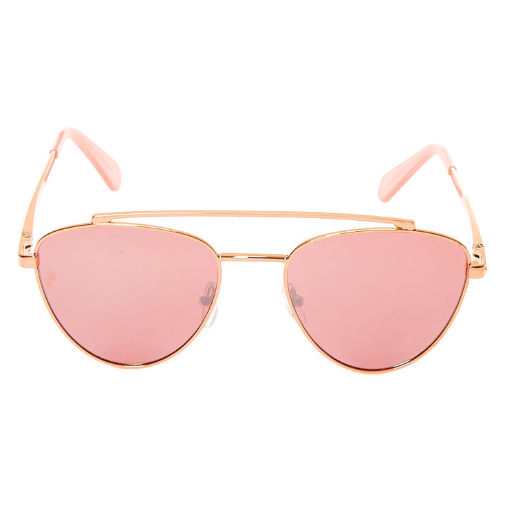 Mod Aviator Browbar Sunglasses - Rose Gold | Claire's US