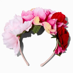 Tonal Pink Flower Crown Headband,