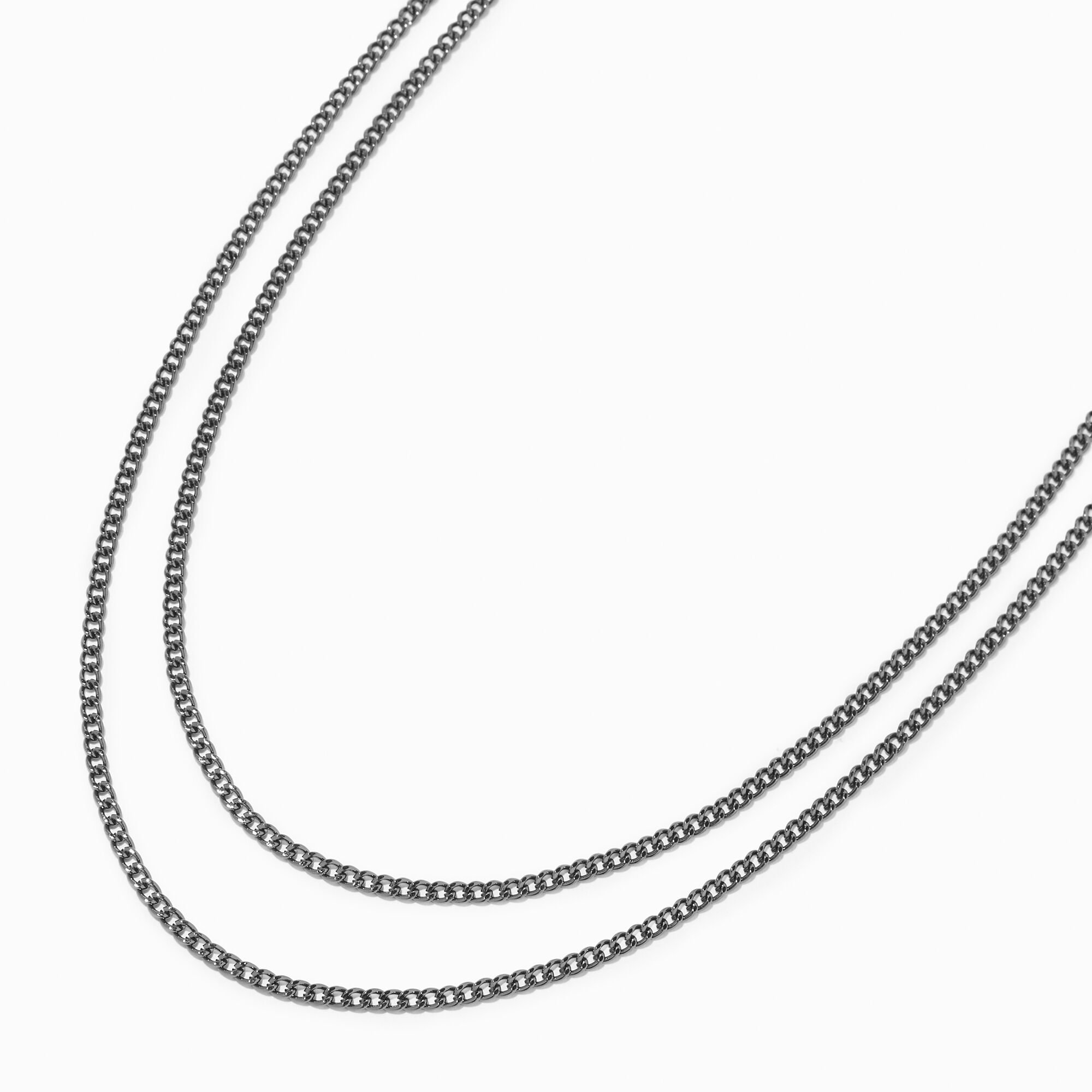 View Claires Hematite Curb Chain MultiStrand Necklace information