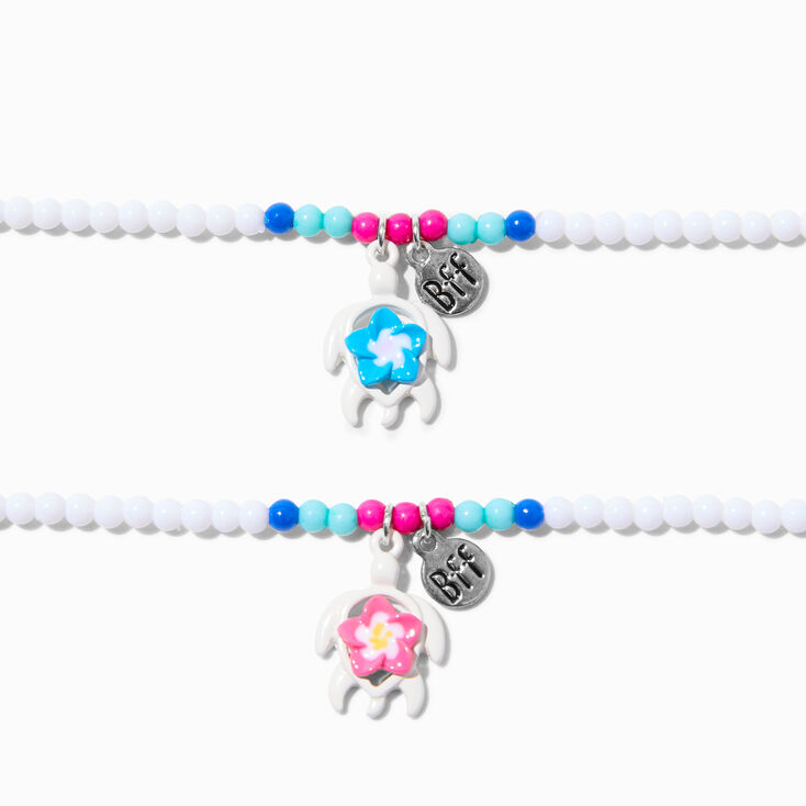 Best Friends Hibiscus Turtle BFF Beaded Choker Necklaces - 2 Pack,