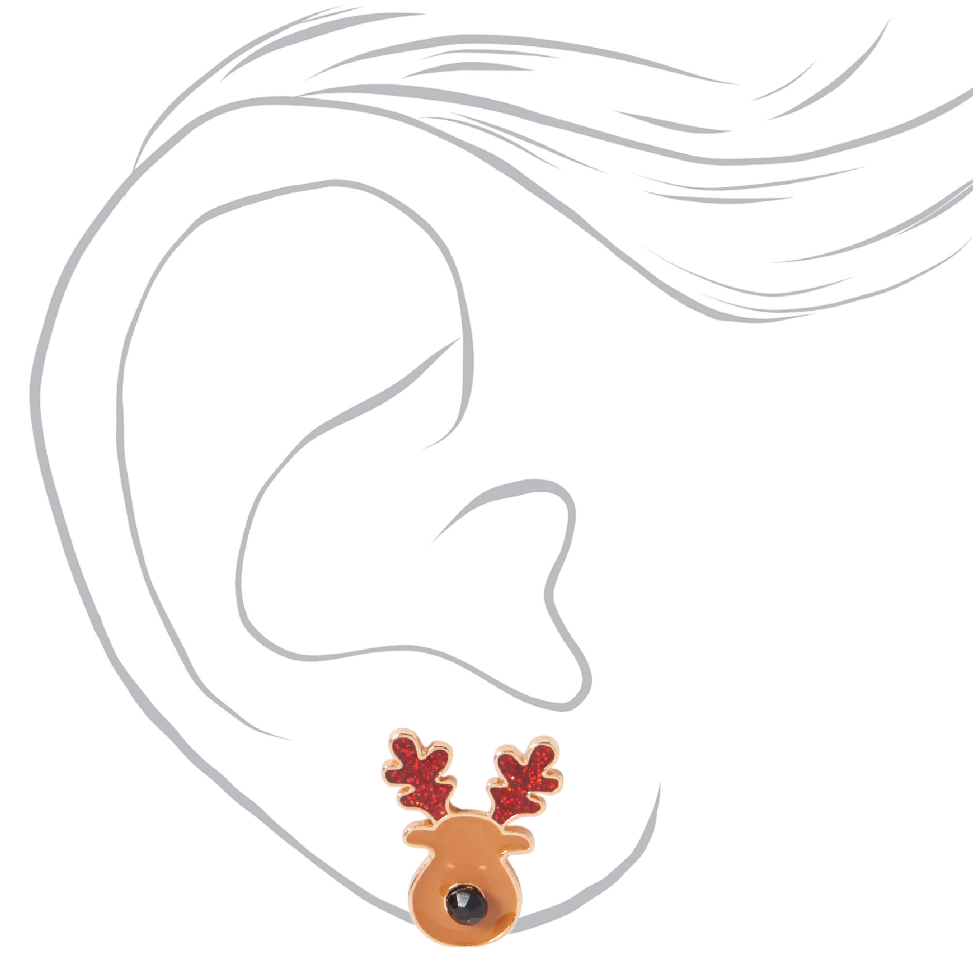Christmas Gold Reindeer Stud Earrings,