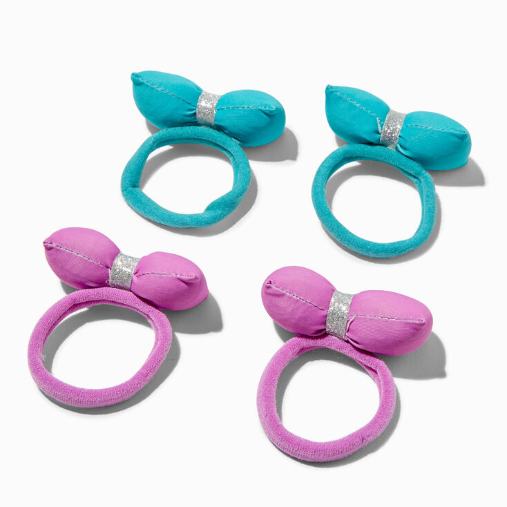 Claire&#39;s Club Glitter Puffy Bow Hair Ties - 4 Pack,