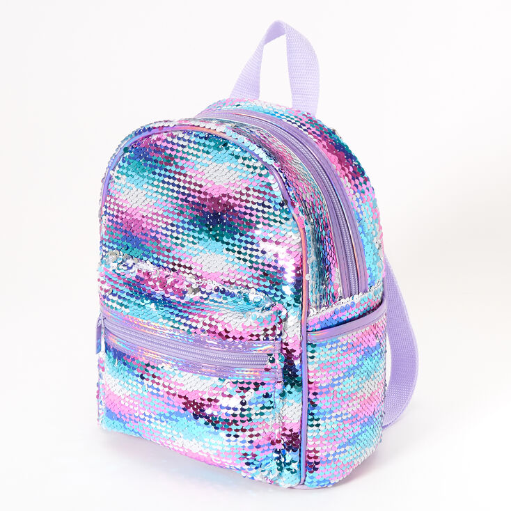 Claire's Petit sac à dos avec sequins réversibles - Violet